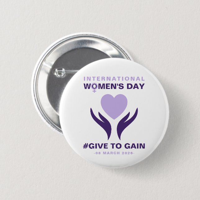 Badge Rond 5 Cm International Women's Day Give To Gain 2026 (Devant & derrière)