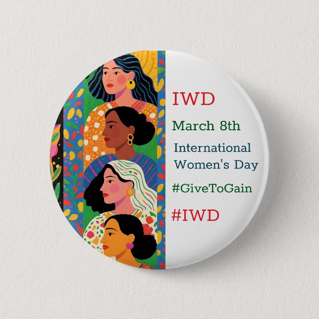 Badge Rond 5 Cm International Women's Day | IWD #GivetoGain (Devant)