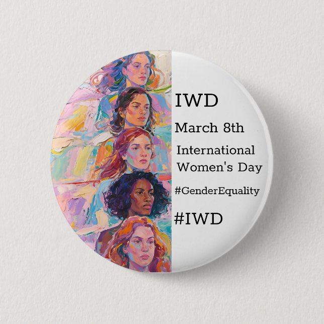 Badge Rond 5 Cm International Women's Day | IWD #GivetoGain (Devant)
