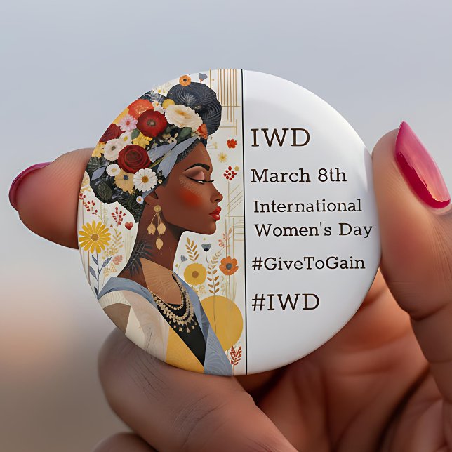 Badge Rond 5 Cm International Women's Day | IWD #GivetoGain (Créateur téléchargé)