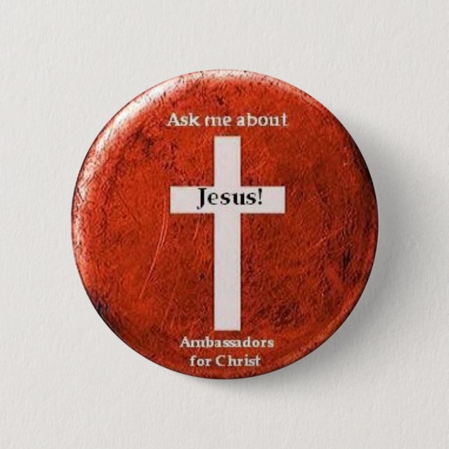 Badge Rond 5 Cm Interrogez-moi au sujet de Jésus ! (Devant)