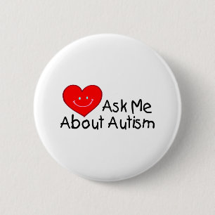 Badge Rond 5 Cm Interrogez-moi au sujet de l'autisme (le coeur)