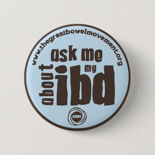 Badge Rond 5 Cm Interrogez-moi au sujet de mon bouton d'IBD - bleu