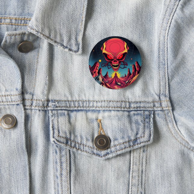 Badge Rond 5 Cm Invasion alien (En situation)