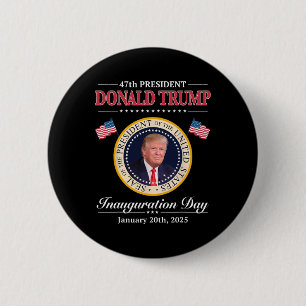 Badge Rond 5 Cm Investiture de Donald Trump 47e président 2025 Sup