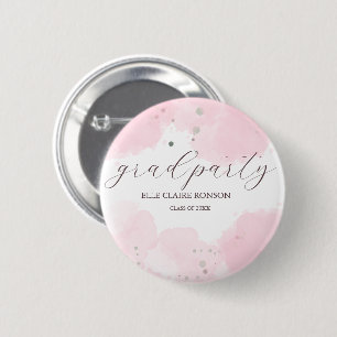 Badge Rond 5 Cm invitation à la fête de graduation rose Elegance