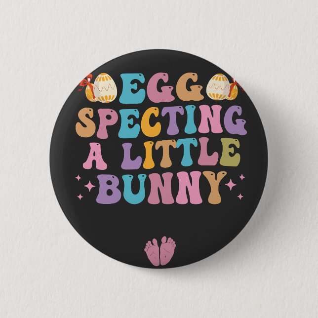 Badge Rond 5 Cm Inviter un petit lapin Grossesse de Pâques cadeau (Devant)