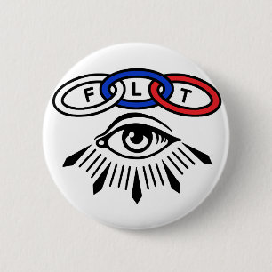 Badge Rond 5 Cm IOOF Trois liens et bouton Oeil