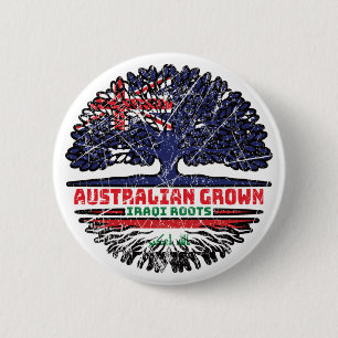 Badge Rond 5 Cm Irak Australie Australie drapeau des racines d'arb