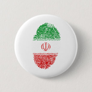 Badge Rond 5 Cm Iran Drapeau empreintes digitales Identité du pays