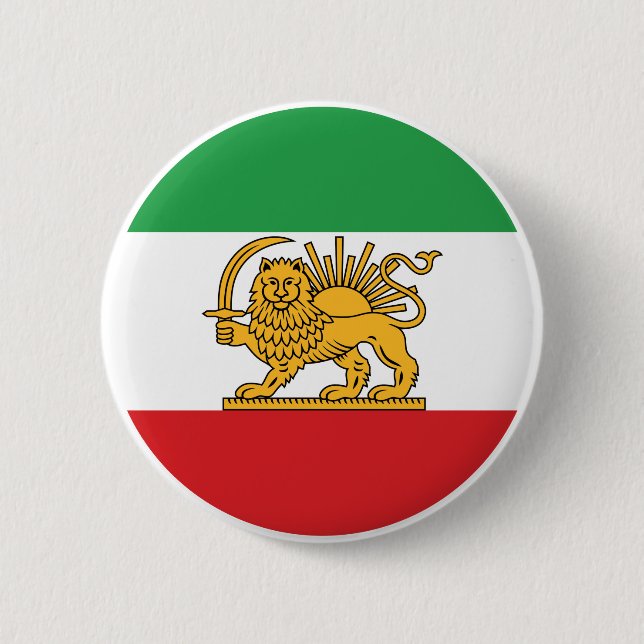 Badge Rond 5 Cm Iranian Lion and Sun Historic Flag Emblem (Devant)