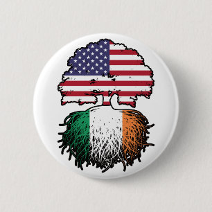 Badge Rond 5 Cm Ireland Irish American USA United States America