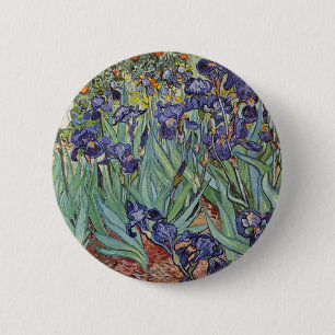 Badge Rond 5 Cm Iris de Van Gogh Peinture Impressionniste