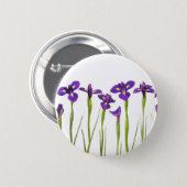 Badge Rond 5 Cm Iris pourpres - modèle customisé par fleur d'iris (Devant & derrière)