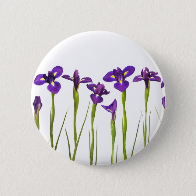 Badge Rond 5 Cm Iris pourpres - modèle customisé par fleur d'iris (Devant)