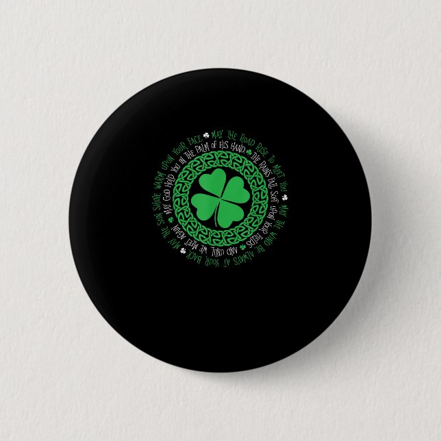 Badge Rond 5 Cm Irish Blessing Celtic Knot 4 Clover à feuille - St (Devant)