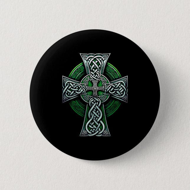 Badge Rond 5 Cm Irish Celtic Cross Knot Christian Holy Trinity Sco (Devant)