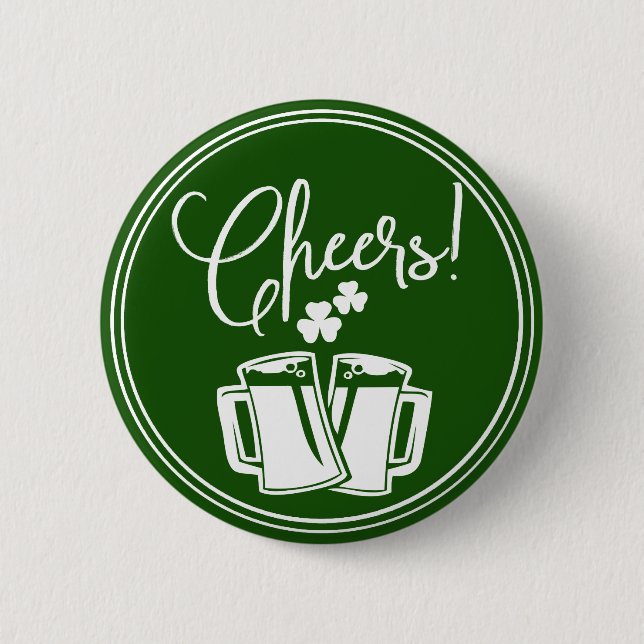 Badge Rond 5 Cm Irish Cheers Saint Patricks Day Fête de la bière (Devant)