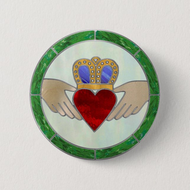 Badge Rond 5 Cm Irish Claddagh (Devant)