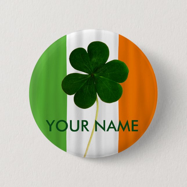 Badge Rond 5 Cm Irish Flag Irlande Shamrock Clover Volunteer (Devant)