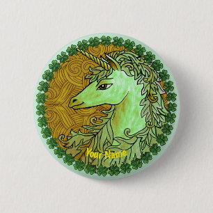 Badge Rond 5 Cm Irish Unicorn épingle