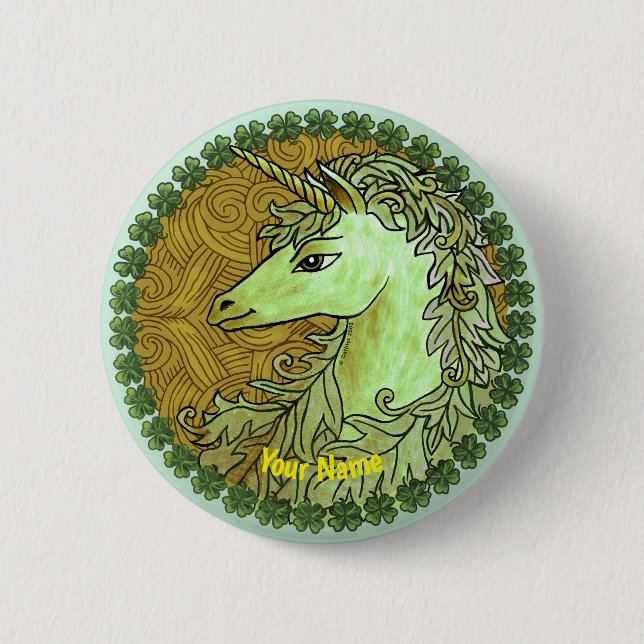 Badge Rond 5 Cm Irish Unicorn épingle (Devant)