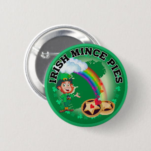 Badge Rond 5 Cm Irlandais mince Pies au bout d'un arc-en-ciel
