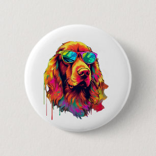 Badge Rond 5 Cm Irlandais Red Setter Chig se reproduit pour un Irl