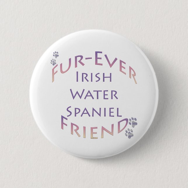 Badge Rond 5 Cm Irlandais Water Spaniel Furever (Devant)