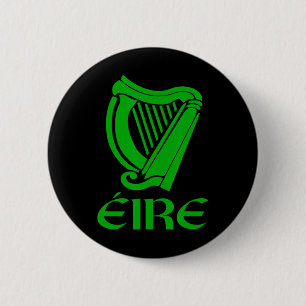 Badge Rond 5 Cm Irlande Eire Eireann Irish Pride Gaelic Harp St Pa