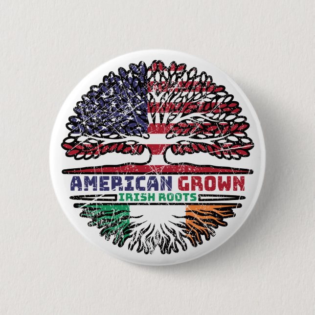 Badge Rond 5 Cm Irlande Irlande États-Unis États-Unis Arbre des Ét (Devant)