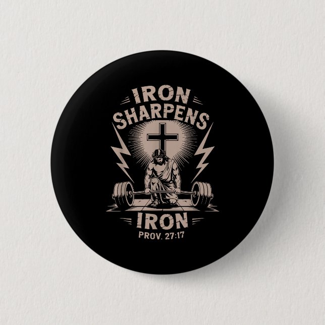 Badge Rond 5 Cm Iron Sharpens Iron Youth Christian Workout Gym Wei (Devant)