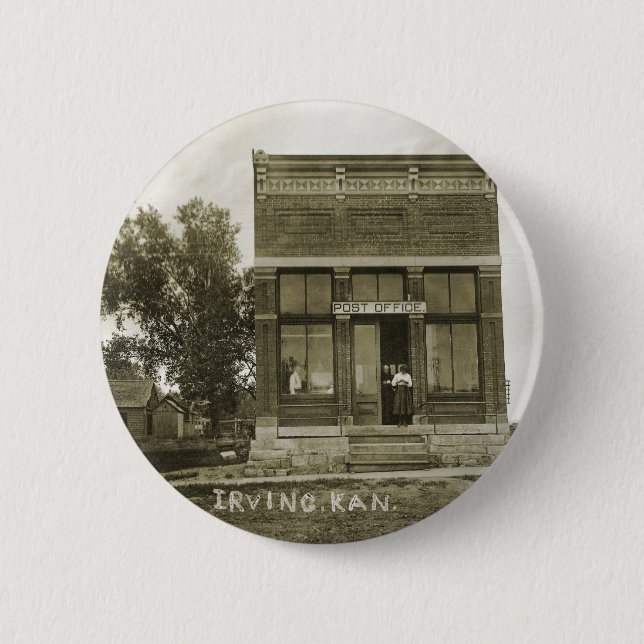 BADGE ROND 5 CM IRVING KANSAS POST OFFICE PHOTO MARSHALL COUNT KS (Devant)