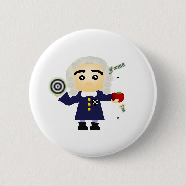 Badge Rond 5 Cm Isaac Newton (Devant)
