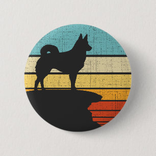 Badge Rond 5 Cm Islandais Sheepdog Retro Chien Vintage Propriétair