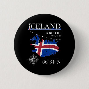 Badge Rond 5 Cm Islande - Cercle Polaire - Île Polaire Drapeau isl
