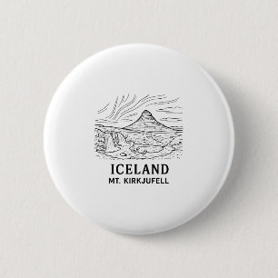 Badge Rond 5 Cm Islande Mt Kirkjufell Randonnée Aurore Boréale Sou