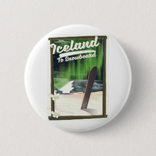 Badge Rond 5 Cm Islande pour faire du snowboard