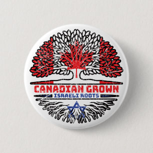 Badge Rond 5 Cm Israël Israël Canadian Canada Arbre Drapeau