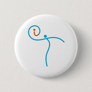Badge Rond 5 Cm it Logo 01, Cyan/Rouge