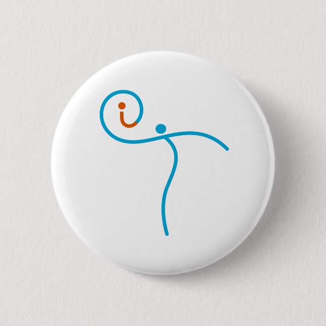 Badge Rond 5 Cm it Logo 01, Cyan/Rouge (Devant)