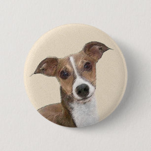 Badge Rond 5 Cm Italian Greyhound Painting - Cute Original Dog Art