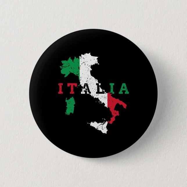 Badge Rond 5 Cm Italie Carte italienne Drapeau Fierté Cadeau Patri (Devant)
