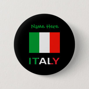 Badge Rond 5 Cm Italie Et Drapeau Italien Vert Personnalisation Ho