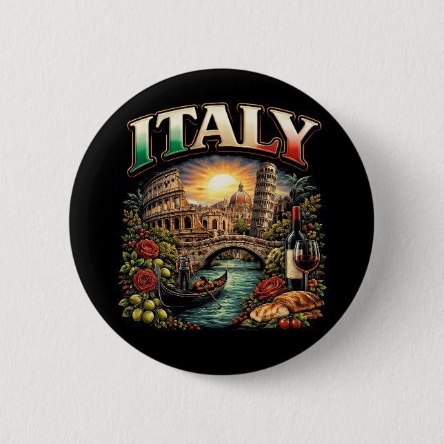 Badge Rond 5 Cm Italie Éternelle (Devant)