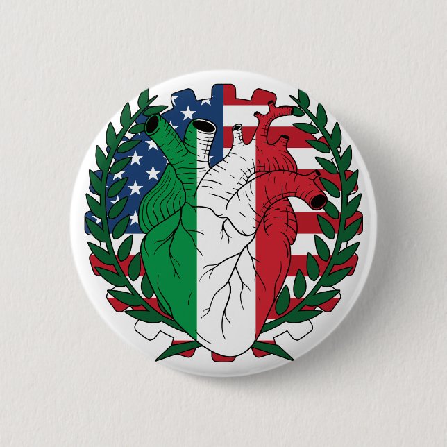 Badge Rond 5 Cm Italie italo-américaine USA Etats-Unis Italie Ital (Devant)
