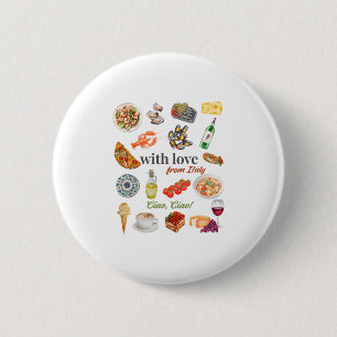 Badge Rond 5 Cm Italie Tourisme Vacances Nourriture Italienne Frui