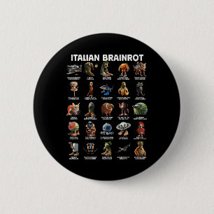 Badge Rond 5 Cm Italien Cerveau Rot Italien Brainrot Drôle Mèmes T