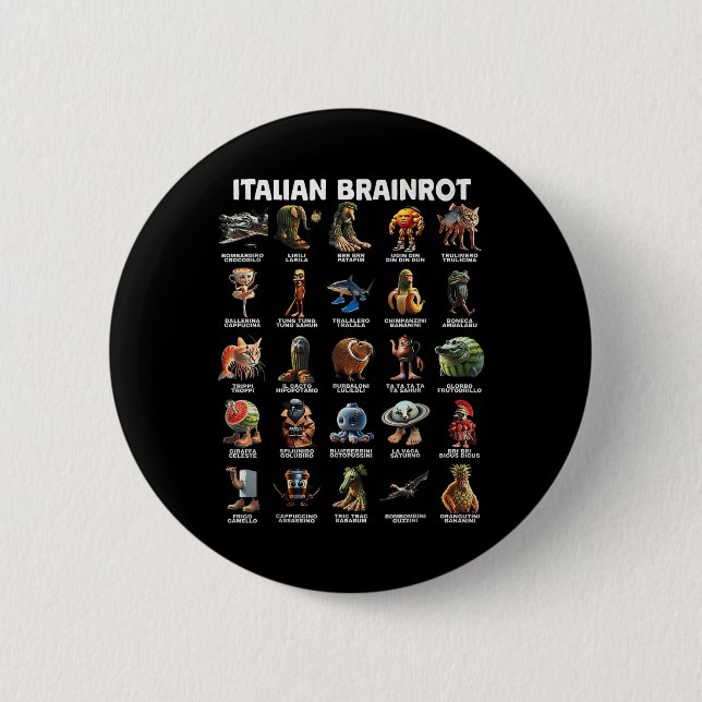 Badge Rond 5 Cm Italien Cerveau Rot Italien Brainrot Drôle Mèmes T (Devant)
