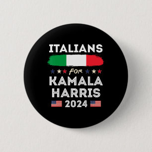Badge Rond 5 Cm Italiens Pour Kamala Harris 2024 Drapeau Italia Pa